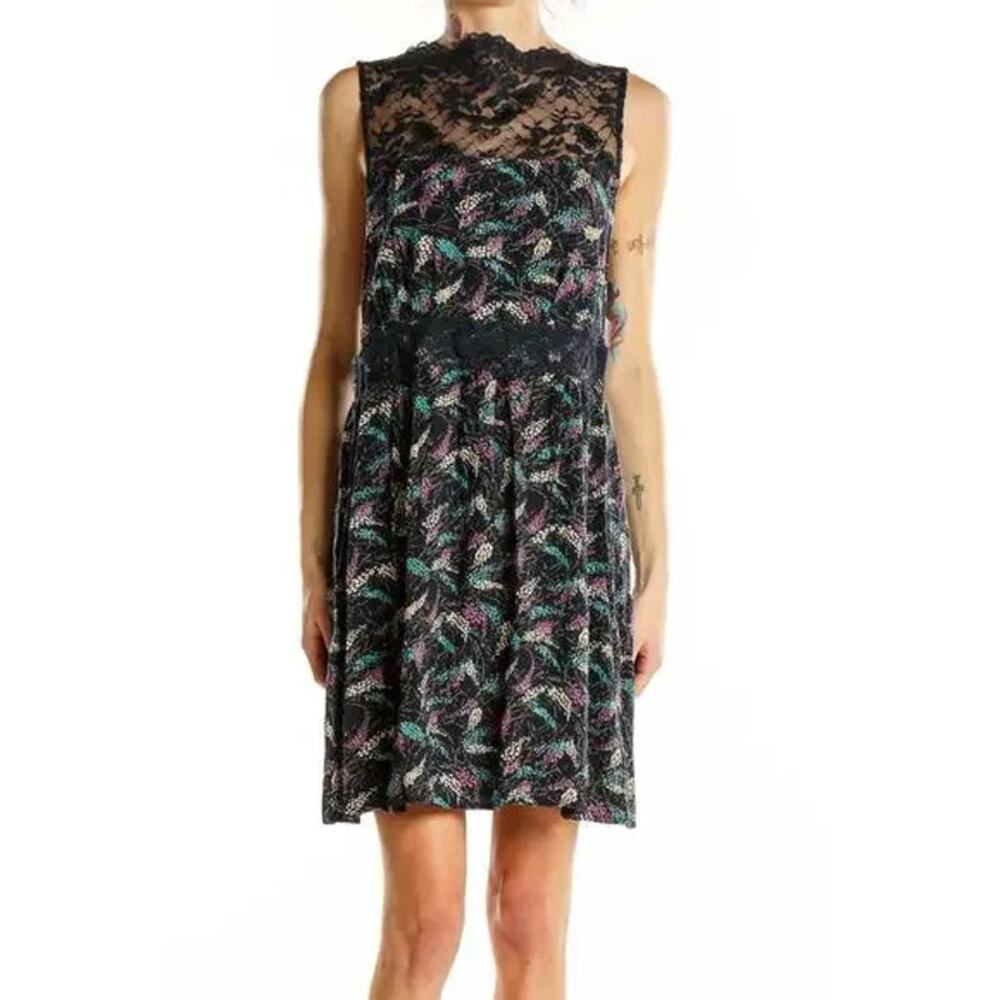 Free People Floral Lace Dress Navy Blue Womens Small